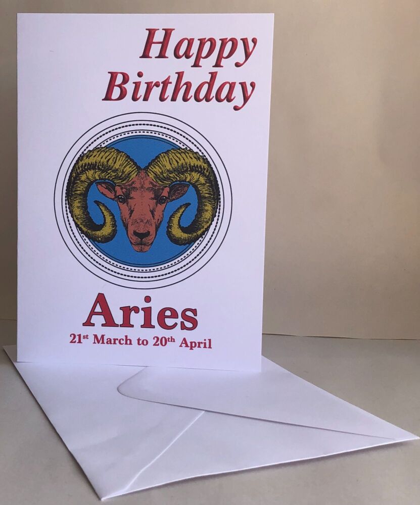 Aries - The Ram - Birthday or Plain Card & Envelope