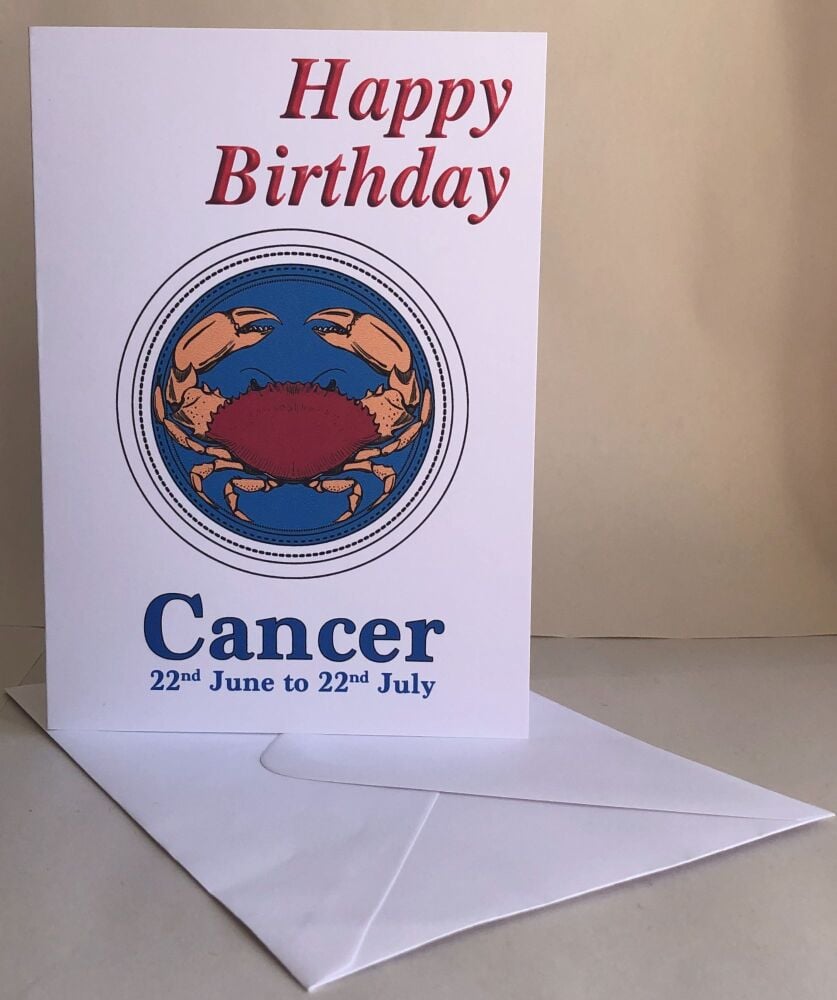 Cancer - The Crab - Birthday or Plain Card & Envelope