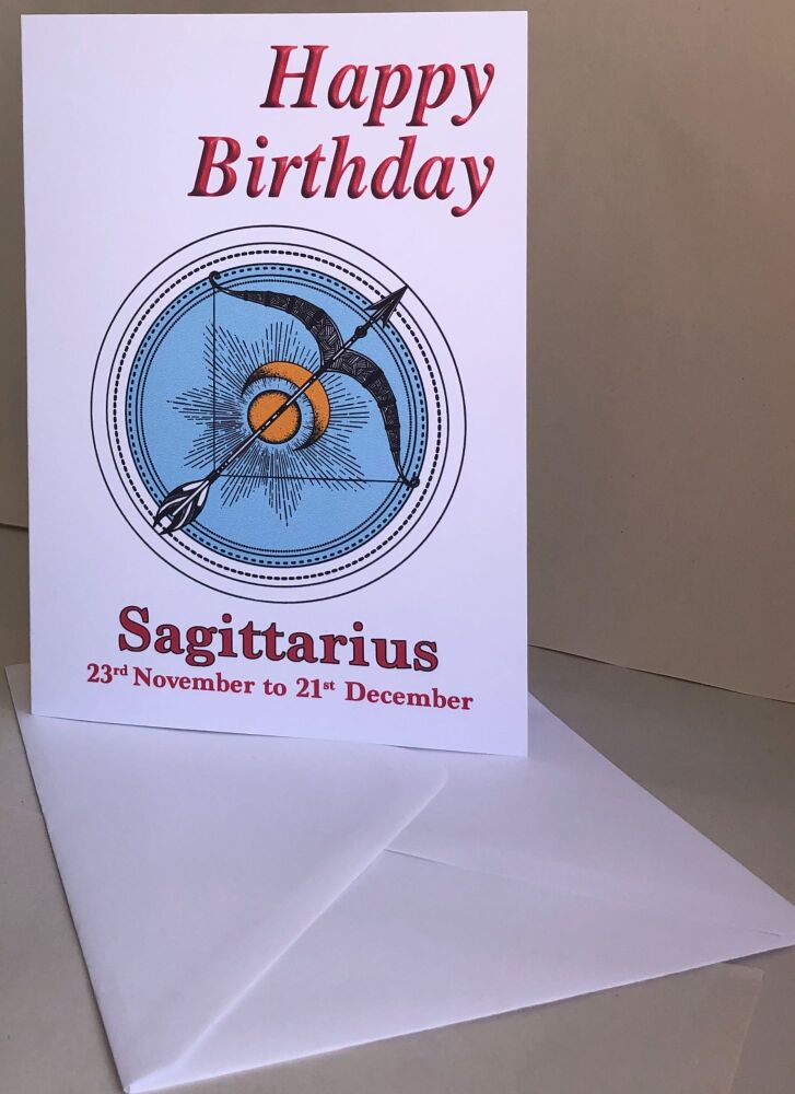 Sagittarius - The Archer - Birthday or Plain Card & Envelope