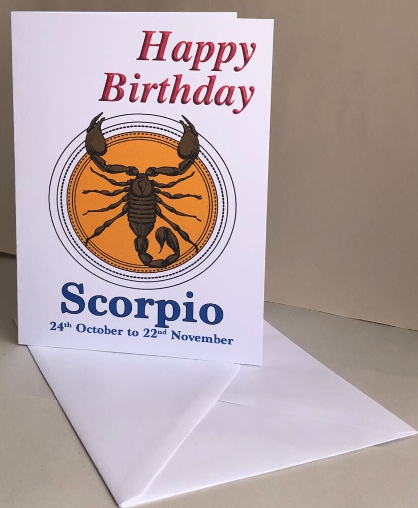 Scorpio - The Scorpion - Birthday or Plain Card & Envelope