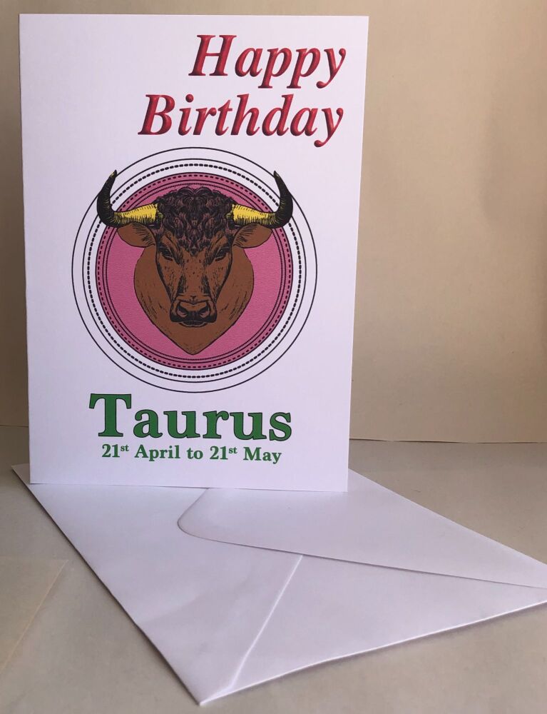 Taurus - The Bull - Birthday or Plain Card & Envelope