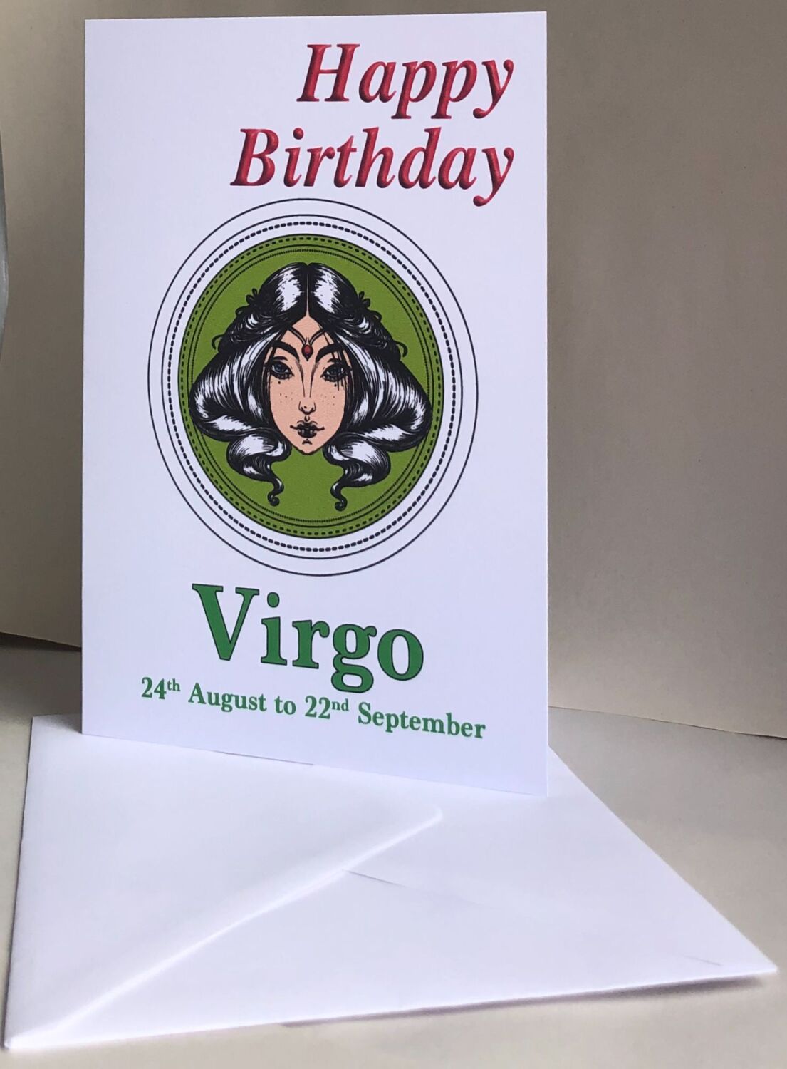 Virgo - The Virgin - Birthday or Plain Card & Envelope