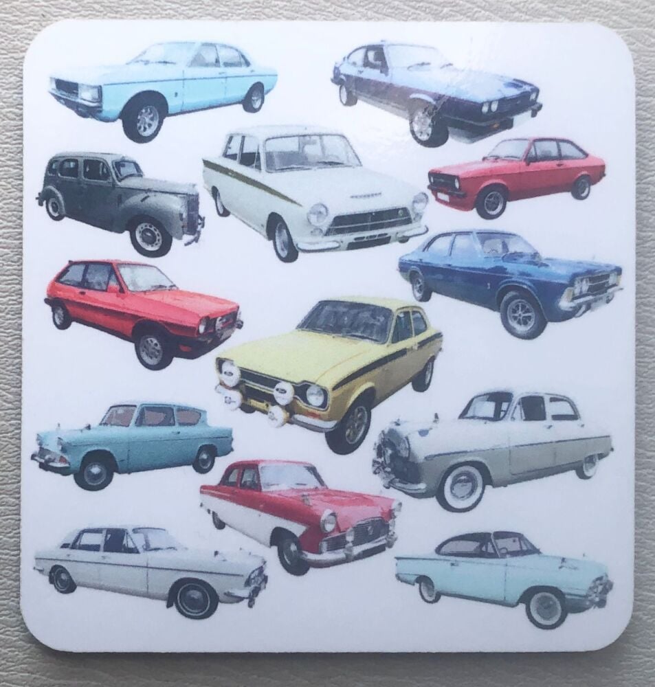 Ford Classic Cars - 95mm Coasters with Cork back - Single, Pair(2) or Set of Four(4)