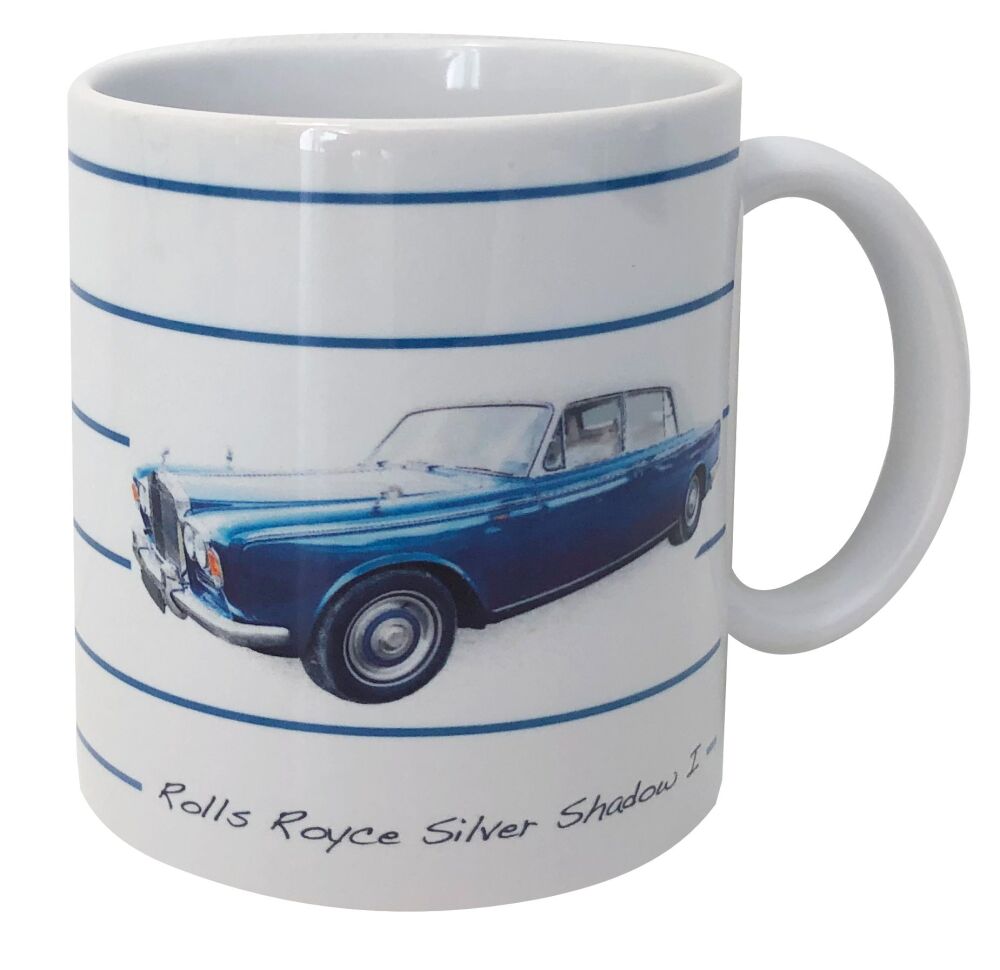 Rolls Royce Silver Shadow I - 11oz Ceramic Mug - Stripe Design - Single or Set of Four(4)