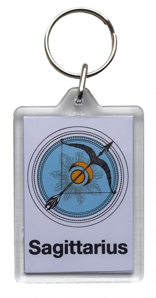 Sagittarius - Plastic Keyring with 35 x 50mm Insert - Free UK Delivery