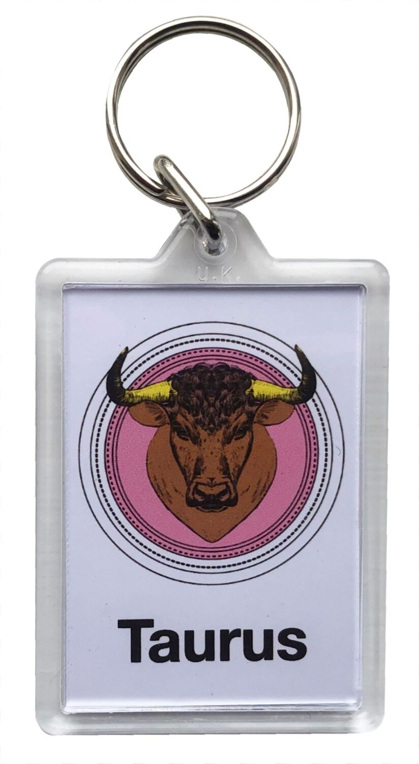 Taurus - Plastic Keyring with 35 x 50mm Insert - Free UK Delivery