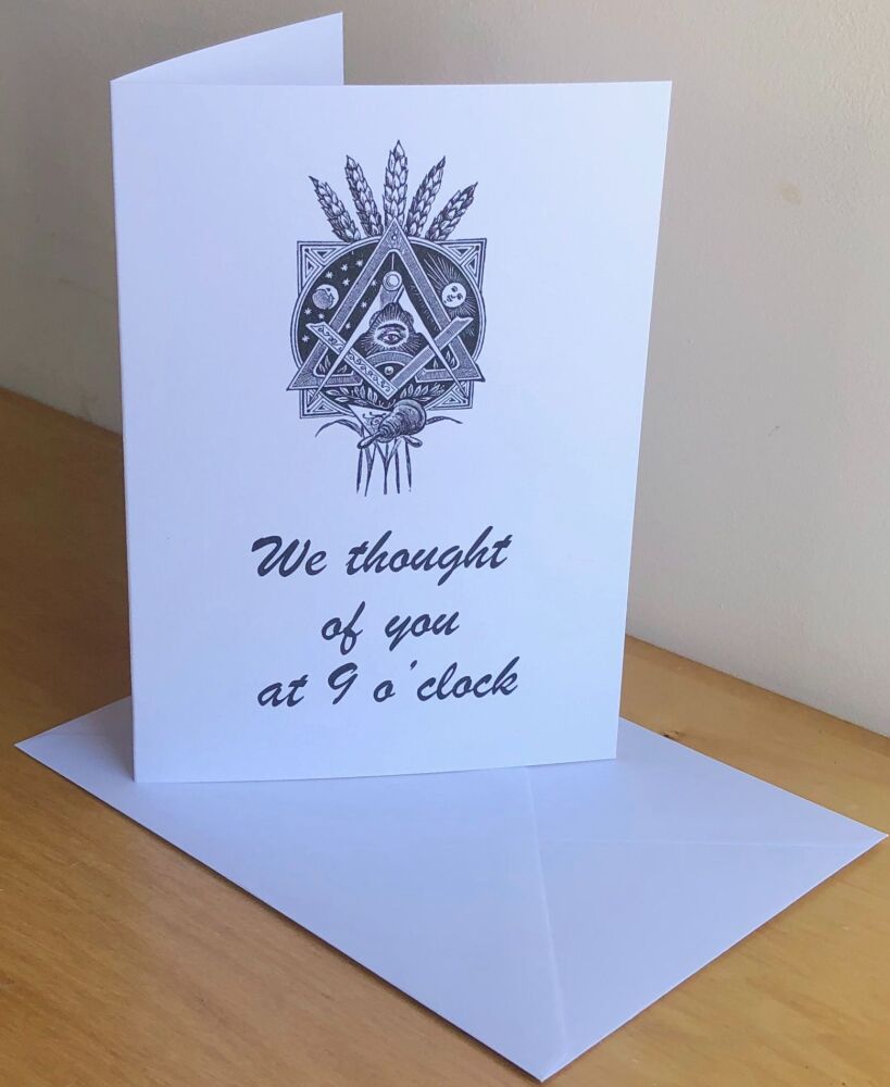 We thought of you at 9 o'clock - Blank Card & Envelope - Single or Pack of Six
