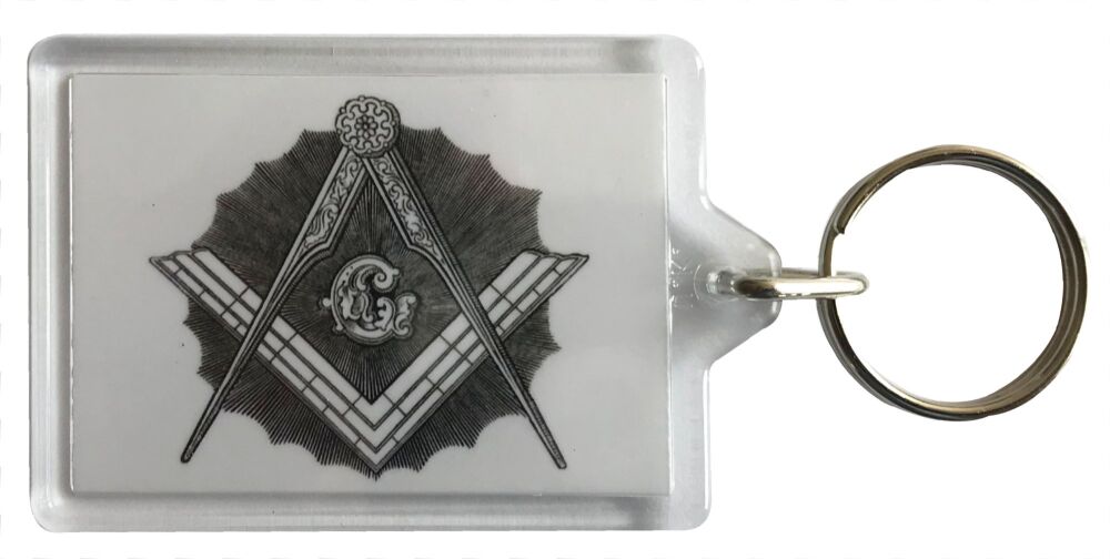 Square & Compasses - Plastic Keyring with 35 x 50mm Insert - Free UK Delivery