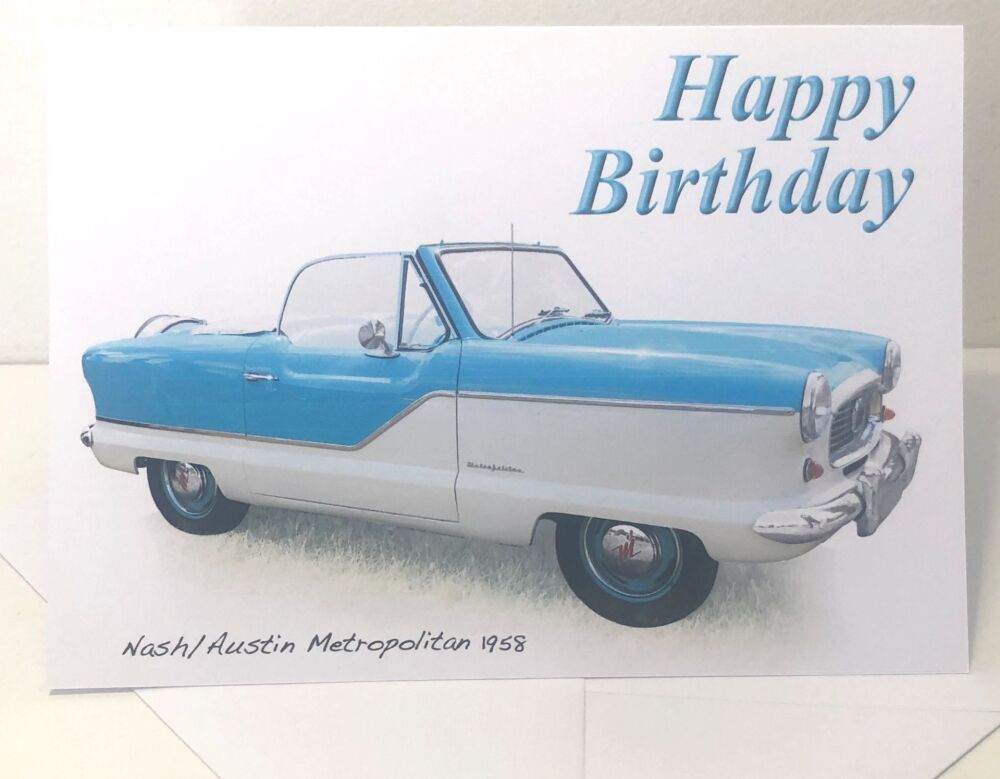 Nash Austin Metropolitan 1958 - Birthday, Anniversary, Retirement or Blank Card & Envelope