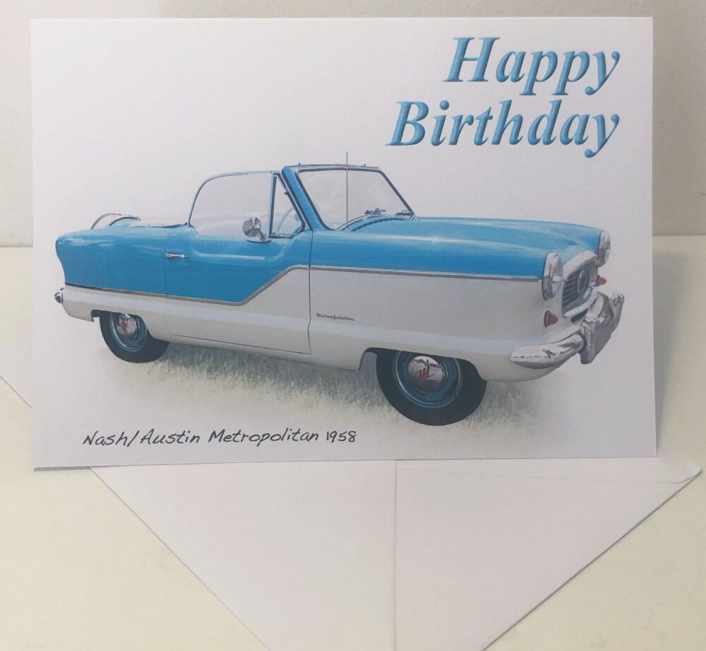 Nash Austin Metropolitan 1958 - Birthday, Anniversary, Retirement or Blank Card & Envelope