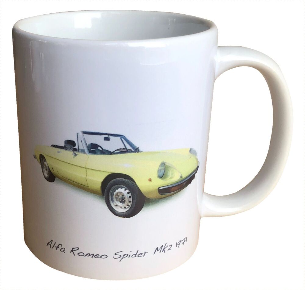 Alfa Romeo Spider S2 1971 - 11oz Coffee Mug - Ideal Gift for the Italian Sports Car Enthusiast
