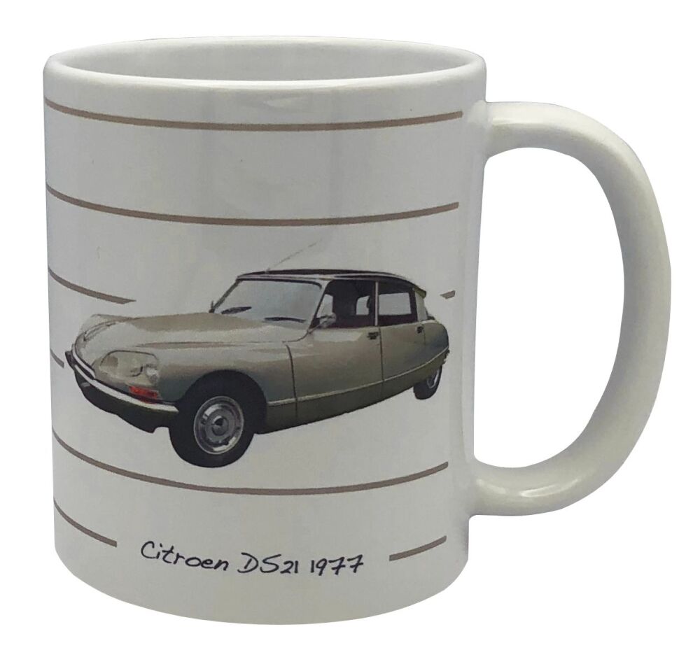 Citroen DS21 1977 -  11oz Ceramic Mug - Plain or Stripe Design -Single, Pair(2) or Set of Four(4)
