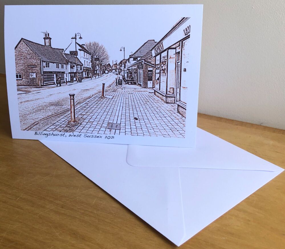 Billingshurst Village, West Sussex - Blank Card and Envelope available as a Single or Pack of Six