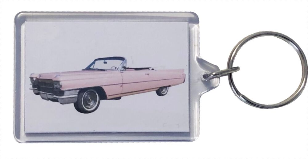 Cadillac Coupe de Ville 1963 - Plastic Keyring with 35 x 50mm Insert - Free UK Delivery