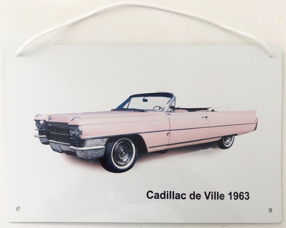 Cadillac de Ville 1963 - Aluminium Plaque (A5 or 203x304mm) - Present for the USA Car Enthusiast