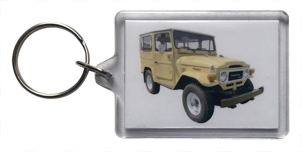 Toyota Land Cruiser SWB 1982 - Plastic Keyring with 35 x 50mm Insert - Free UK Delivery