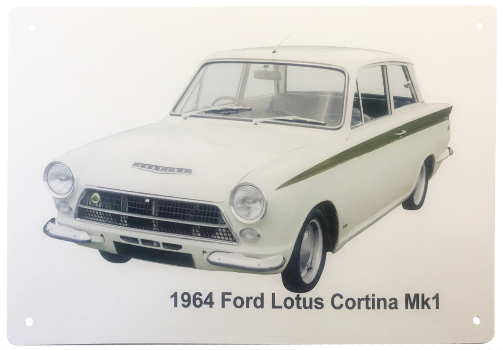 Ford Lotus Cortina Mk1 1964 - Photo on Aluminium Plaque A5 or 203 x 304mm