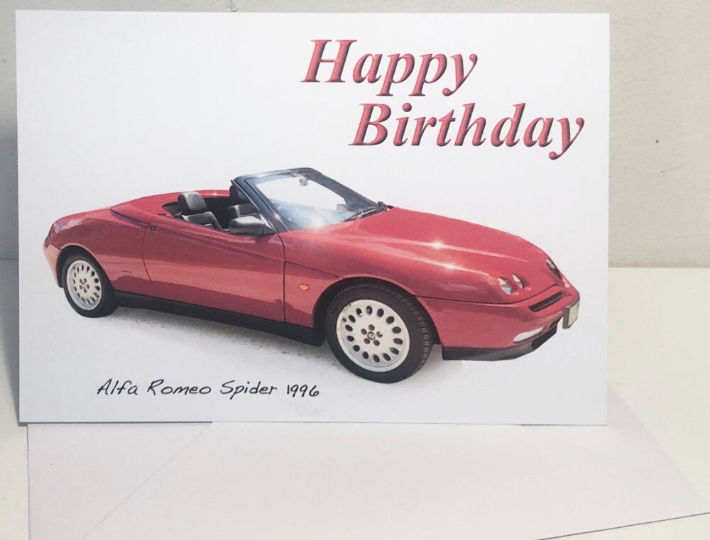 Alfa Romeo Spider Series 2 1971 - Birthday, Anniversary, Retirement or Blank Card & Envelope
