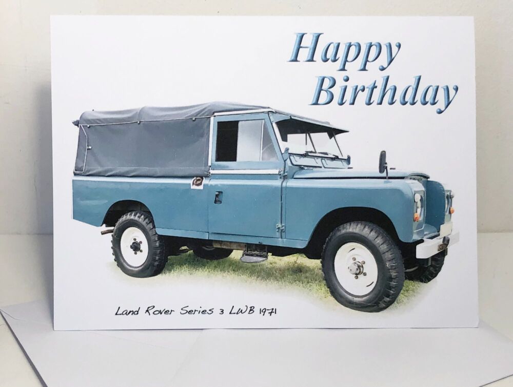 Land Rover Series 3 LWB 1971 - Birthday, Anniversary, Retirement or Blank Card & Envelope