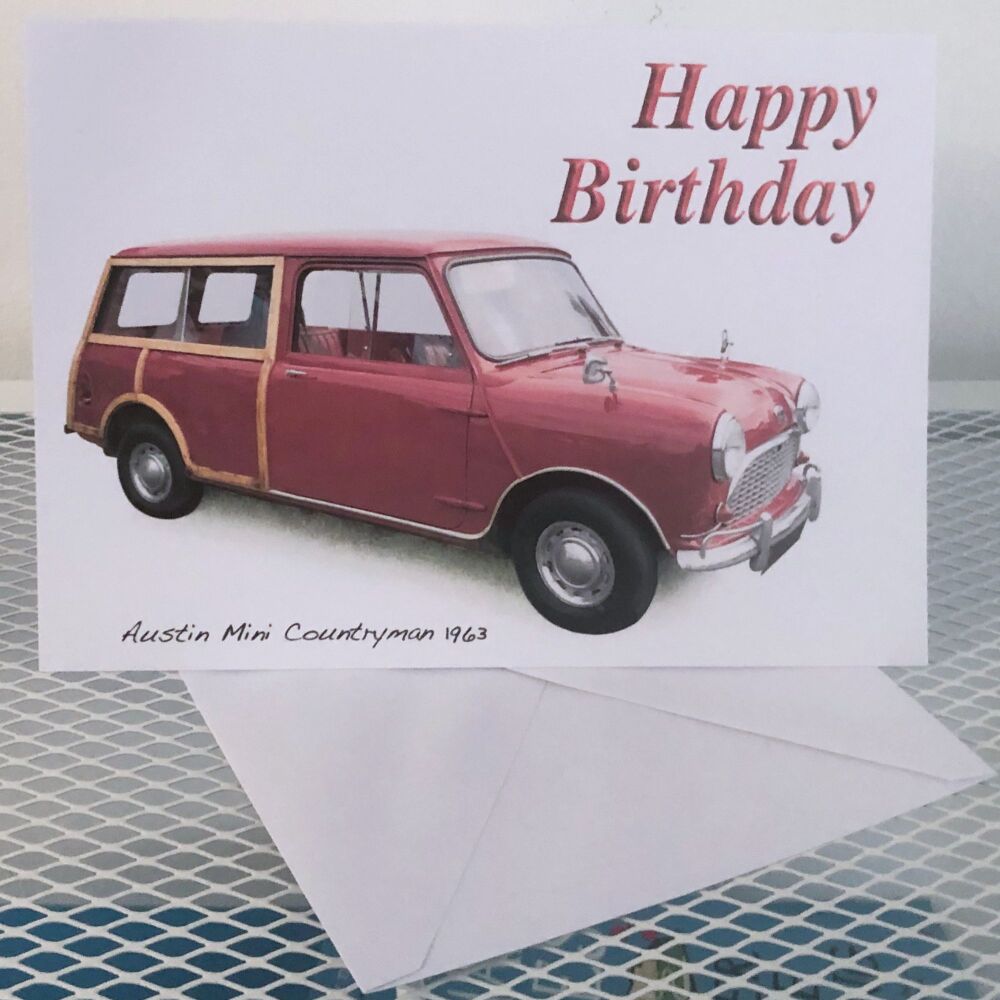 Mini Countryman 1963 (Austin) - Birthday, Anniversary, Retirement or Blank Card & Envelope