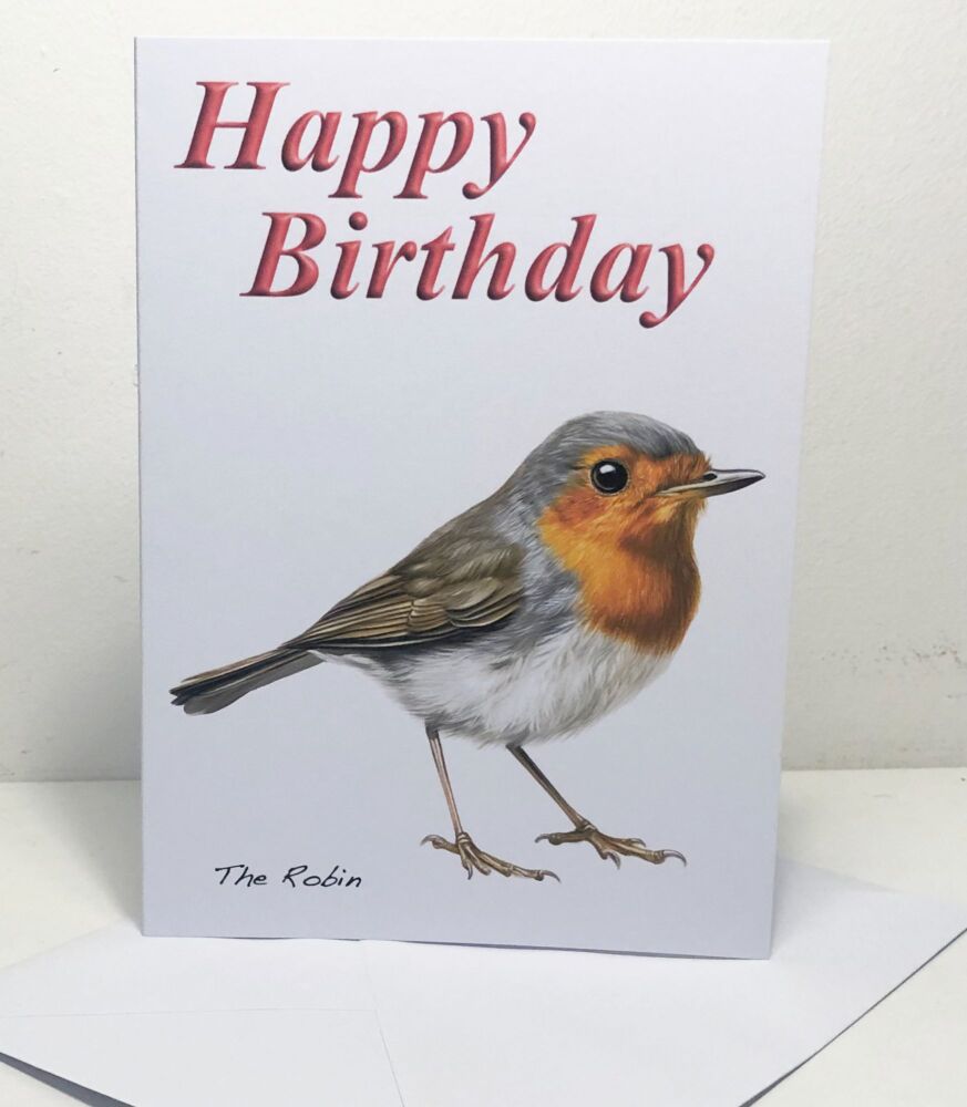 Robin Greeting Card (5x7") - Happy Birthday or Blank Card & Envelope