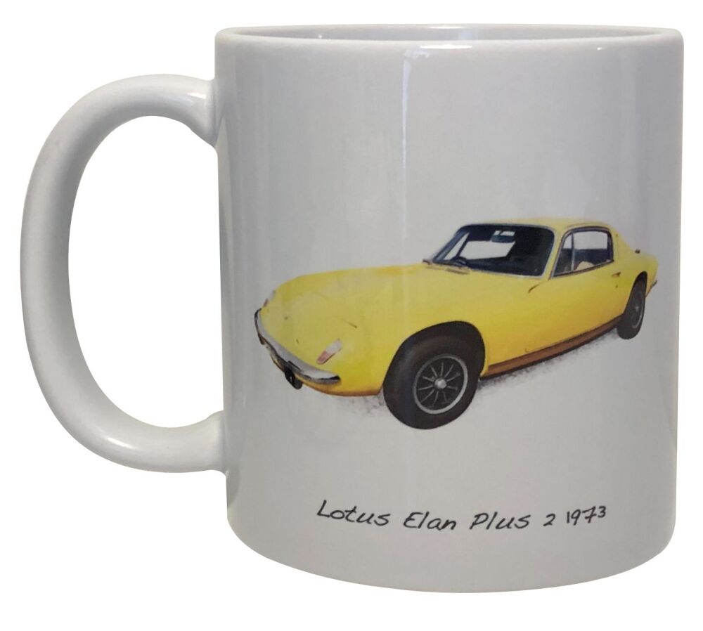 Lotus Elan Plus 2 1973 - 11oz Ceramic Mug - Single, Pair(2) or Set of Four(4)