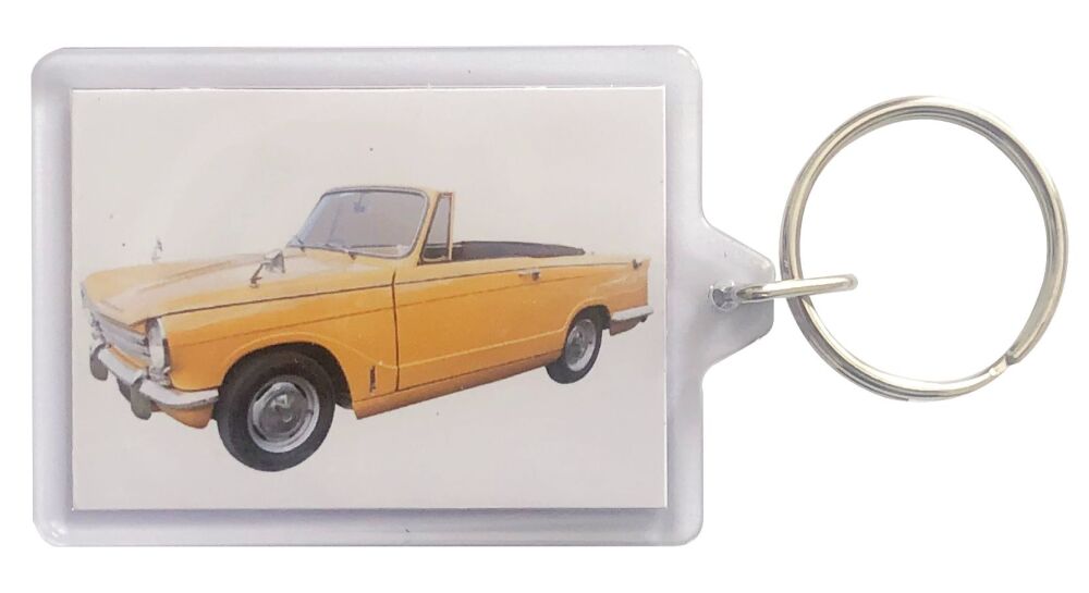 Triumph Herald Convertible 1970 - Plastic Keyring with 35 x 50mm Insert - Free UK Delivery