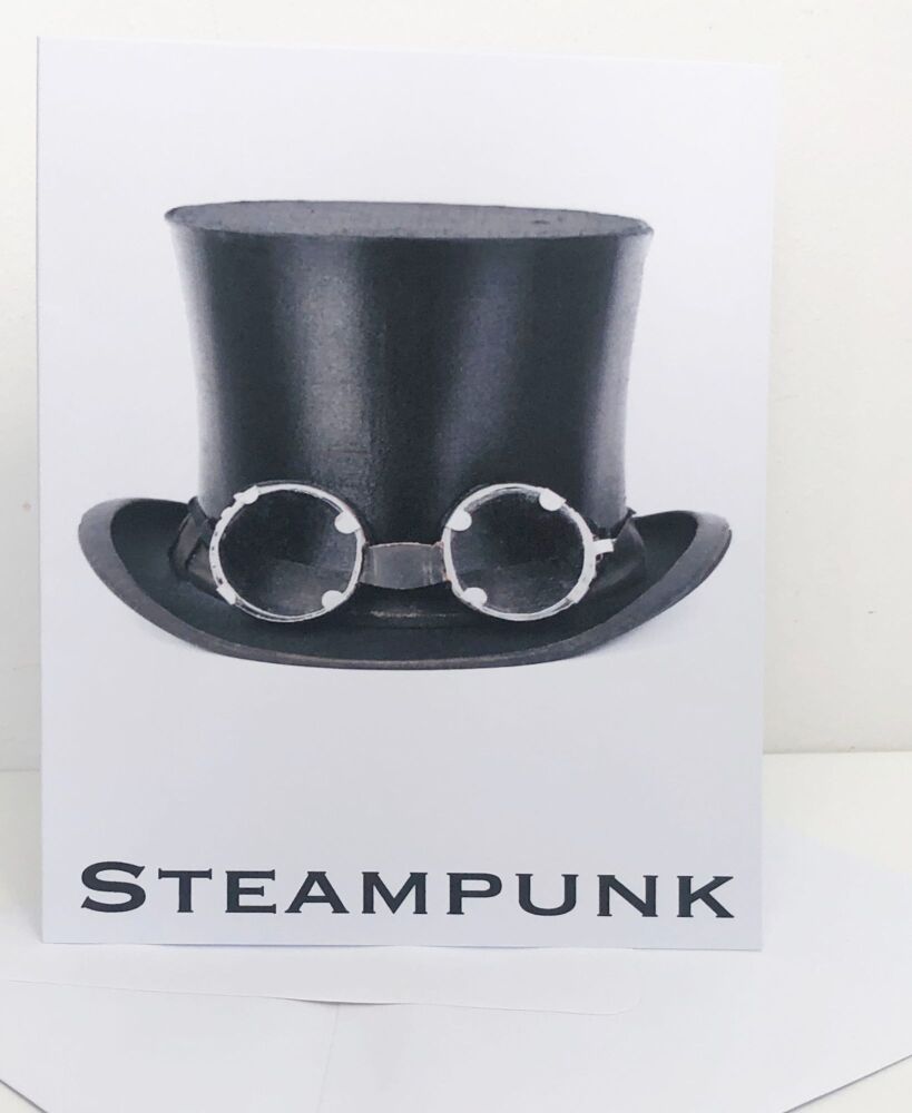 Black Hat with Goggles - Blank or Birthday Card & Envelope - Single or Pack of Six