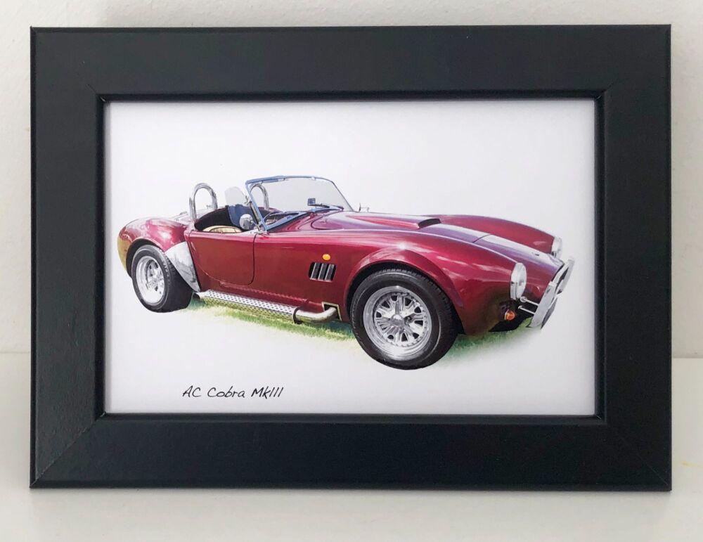 AC Cobra Mk3  - Photograph in Black or White Coloured 130x180mm Frame - Free UK Delivery