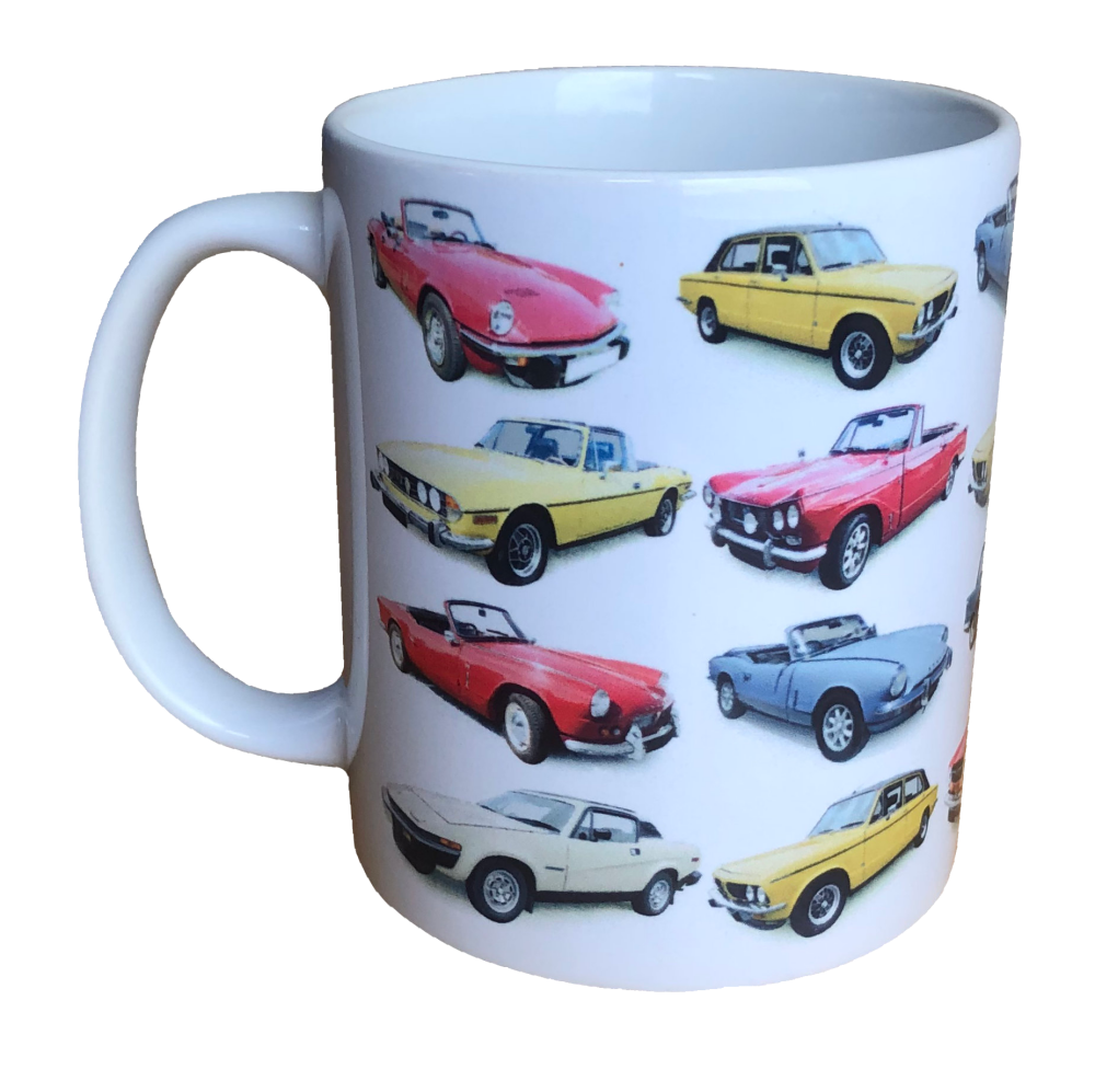 Triumph TR Classic Cars - 11oz Ceramic Mug - Single, Pair(2) or Set of Four(4)