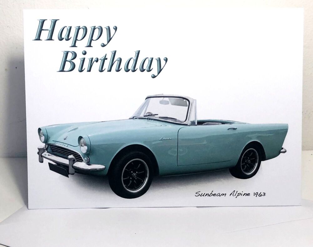 Sunbeam Alpine 1963 - Birthday, Anniversary, Retirement or Blank Card & Envelope