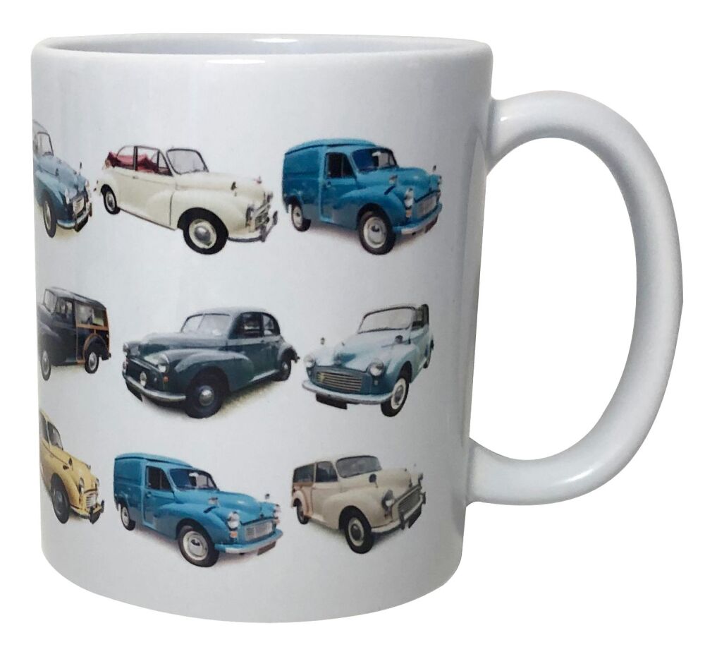 Morris Minor Multi Model  - 11oz Ceramic Mug - Single, Pair(2) or Set of Four(4)