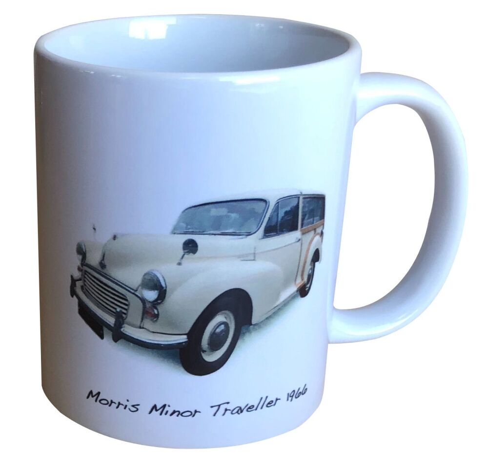 Morris Minor Traveller 1966 (Cream) - 11oz Ceramic Mug - Single, Pair(2) or Set of Four(4)