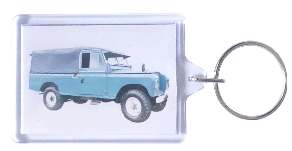 Land Rover Series 3 LWB 1971 - Plastic Keyring with 35 x 50mm Insert - Free UK Delivery