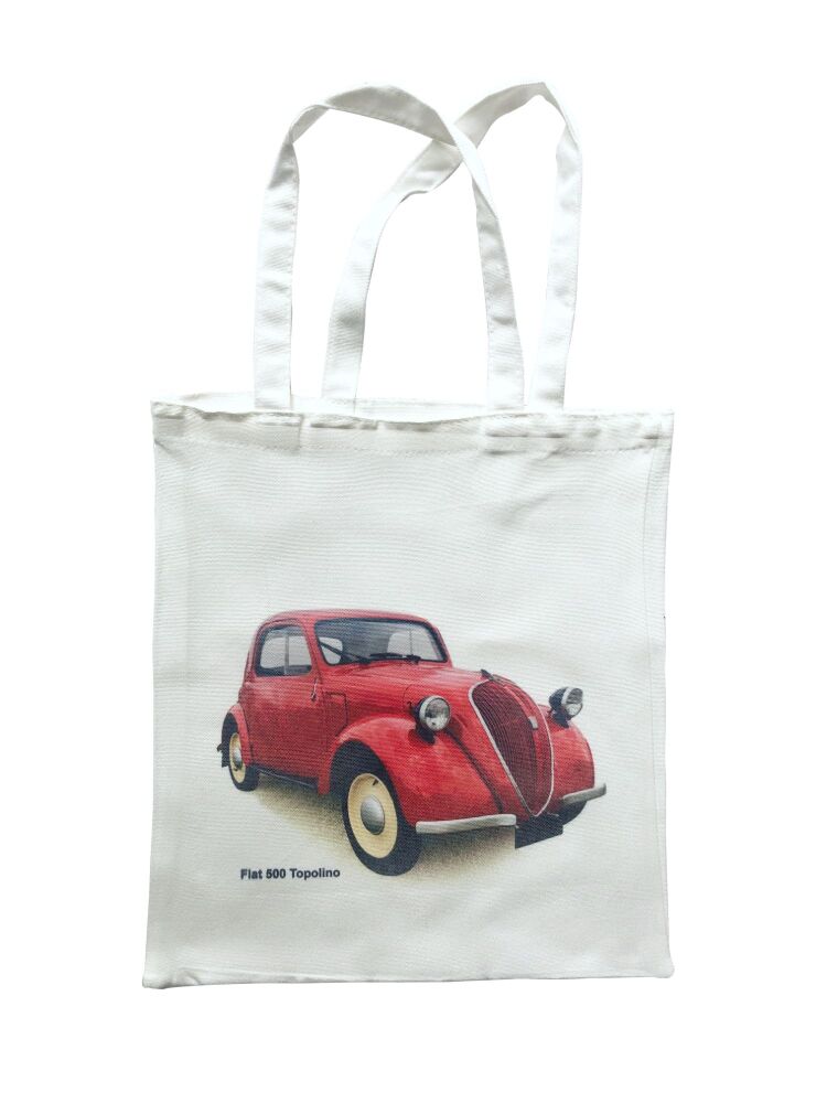 Fiat 500 Topolino - Shopping Tote Bag - Approx Size 39x37cm plus Handles