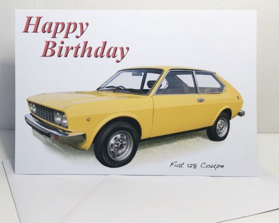 Fiat 128 Coupe 1977 - Birthday, Anniversary, Retirement or Blank Card & Envelope