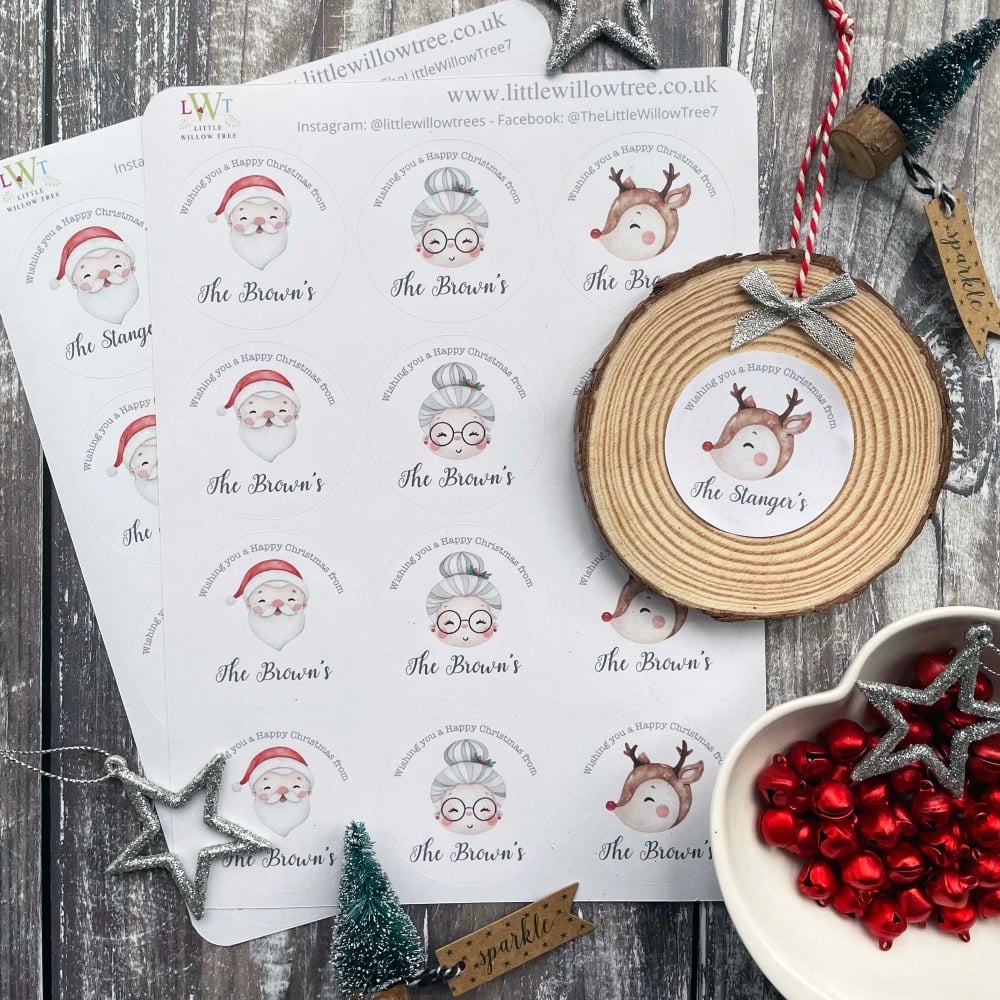 Christmas Gift Labels/Stickers | Father Christmas in Chimney | 12 Labels Pe