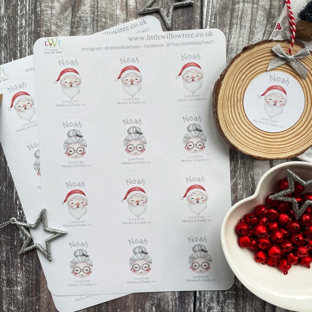 Personalised Christmas Label | Family Name | 12 Labels Per Sheet