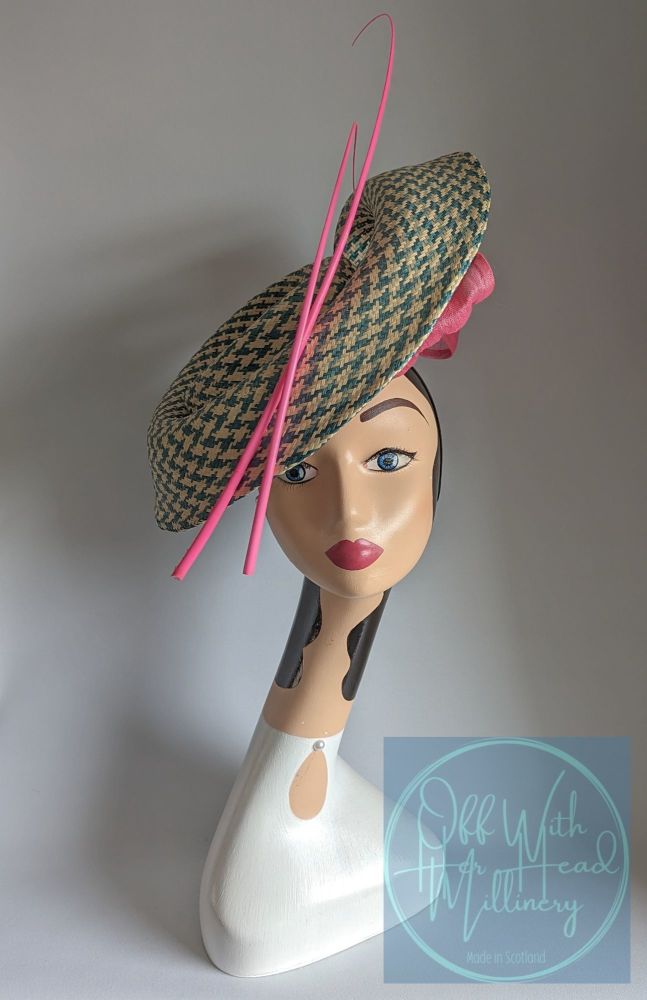 Katherina Green & Pink Buntal Swirl Headpiece