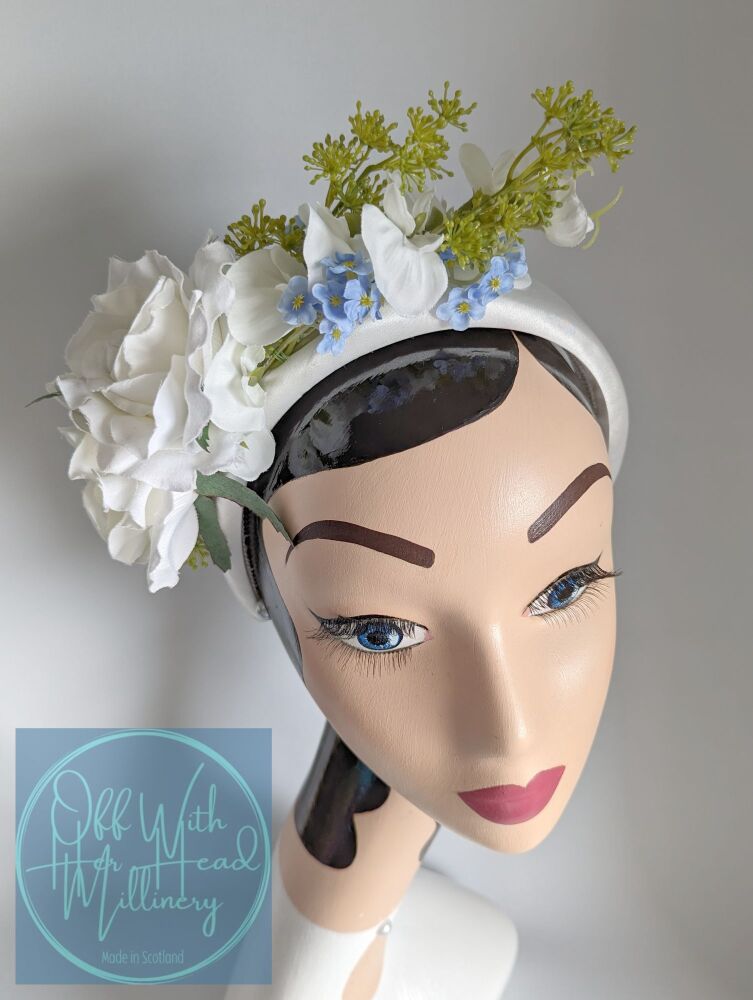 "Adriana" Ivory Floral Padded Headband