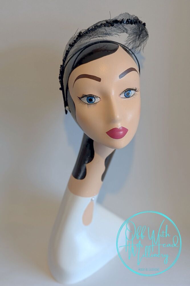 Black Floating Feather Headpiece