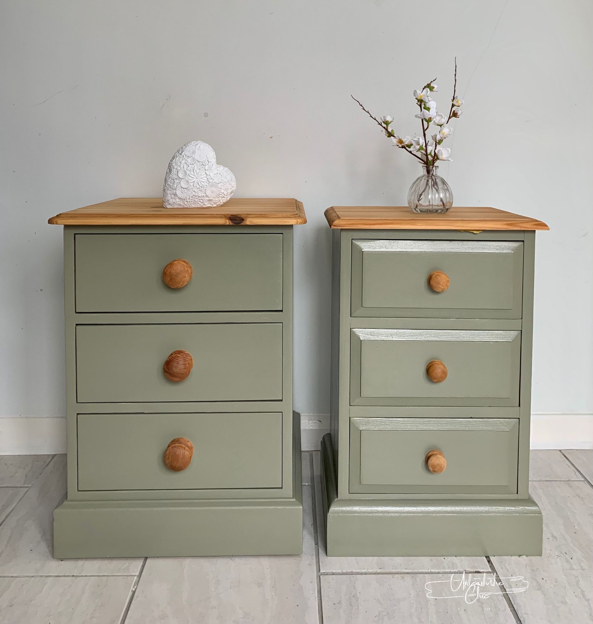 Bedside Cabinets in Fusion Mineral Paint Lichen