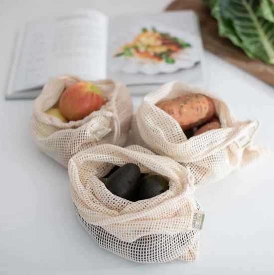 Organic Mesh Produce Bags - set of 3