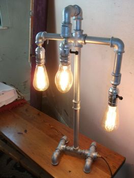 Industrial Treble Light Rustic Desk Lamp 