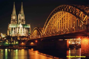 Cologne Cathedral River Rhine Canvas Wall Hanging Art Print A1