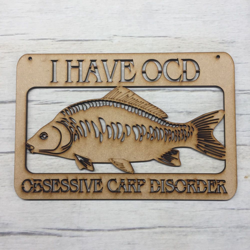 Wooden Carp Fishing laser cut door plaque decoration