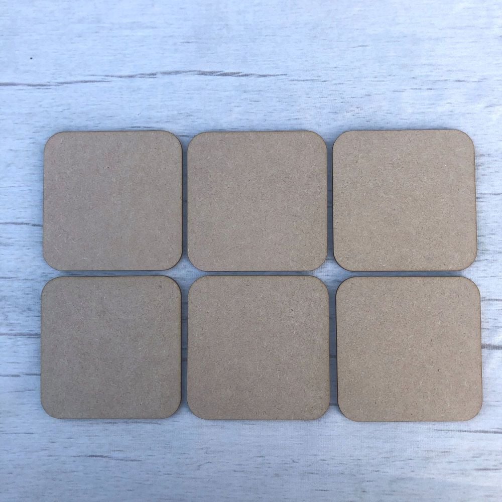 Coasters, set of six square blank shapes