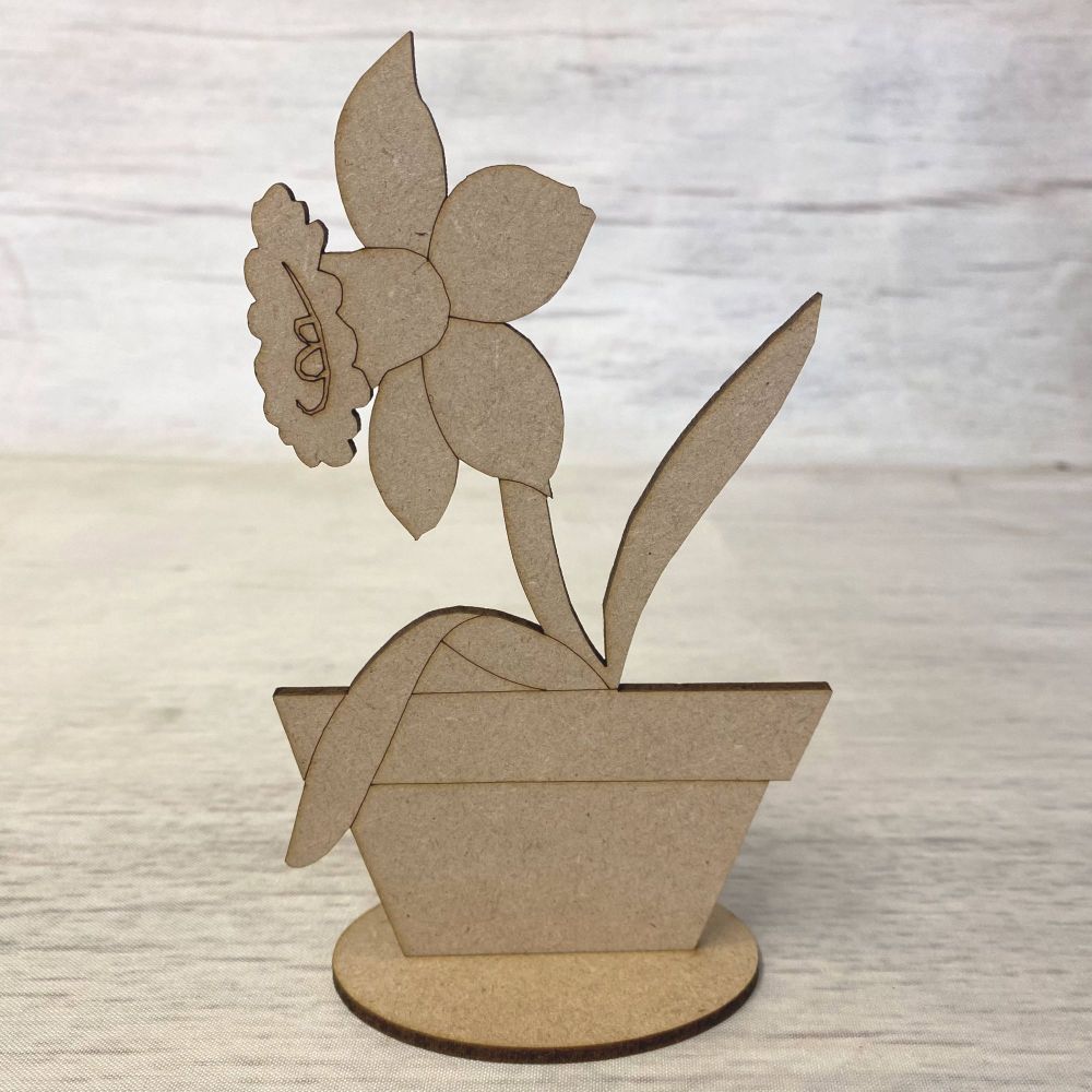 Daffodil in Pot with Stand - Engraved