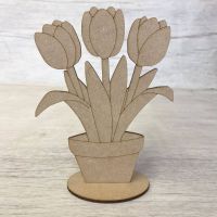 Tulip in Pot with Stand - Engraved