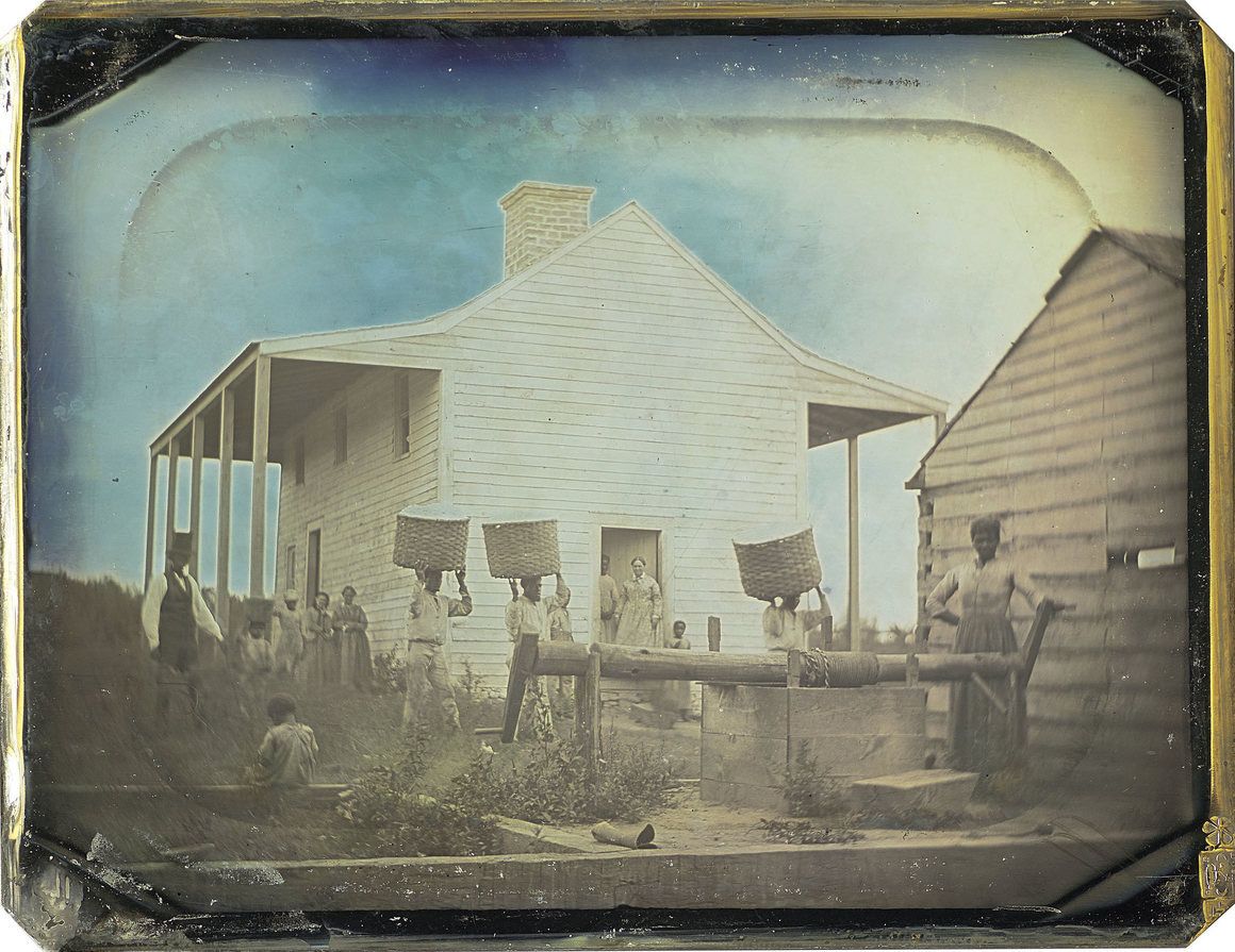 An image of the Gentry daguerreotype with the frame removed. Gentryâ€™s two-story home was much smaller than the houses that the wealthiest slaveowners lived in. NELSON-ATKINS MUSEUM OF ART